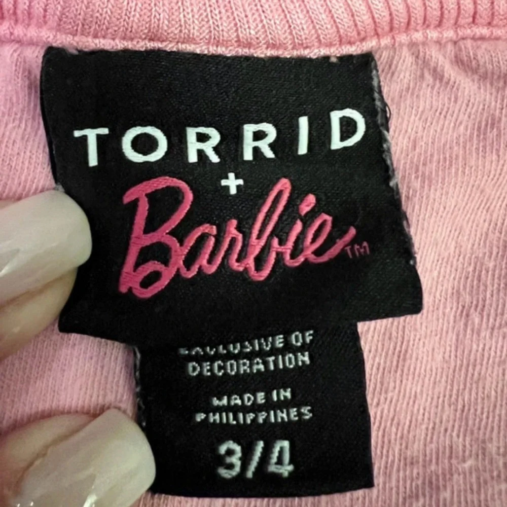 Torrid x Barbie Fleece Hooded One-Piece Pajama Jumpsuit Pink Plus Size 3/4 - Picture 4 of 6
